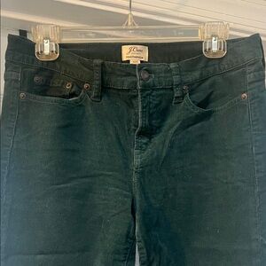 J CREW Forest Green Toothpick Slim Corduroy Trousers